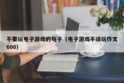 不要玩电子游戏的句子（电子游戏不该玩作文600）