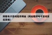 网赌电子游戏程序揭秘（网站赌博电子游戏背后真相）
