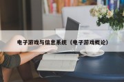 电子游戏与信息系统（电子游戏概论）